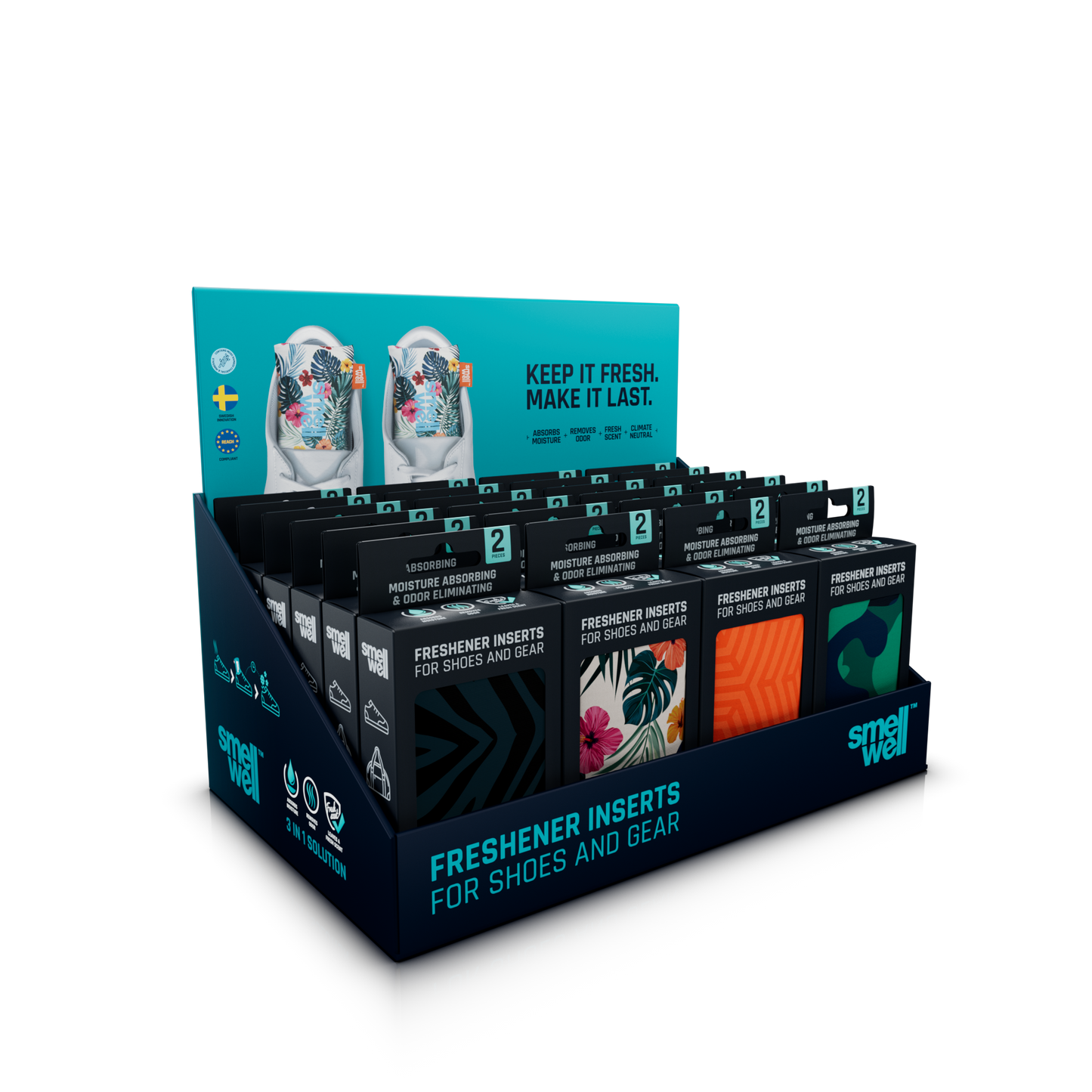 SmellWell Prepacked Display Active Original Assorted