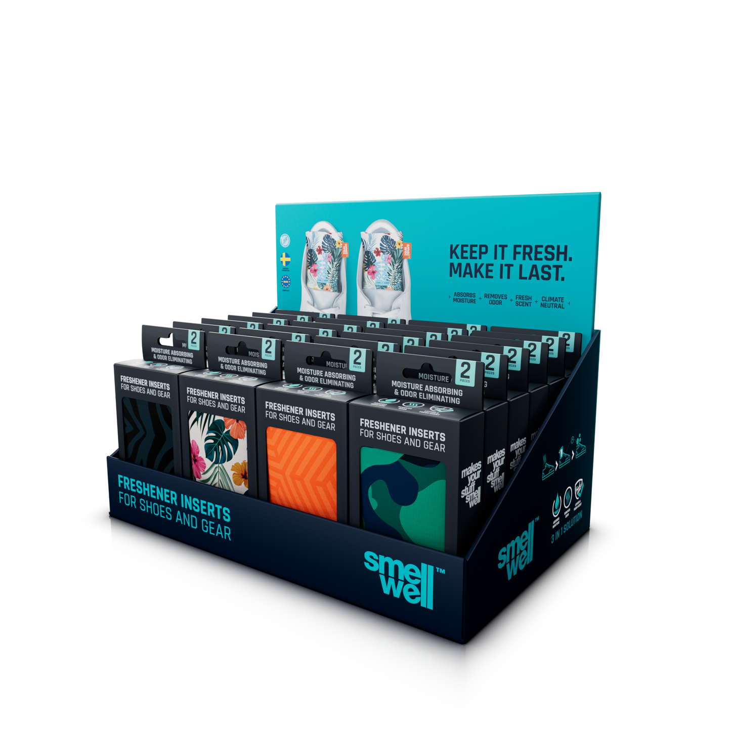 SmellWell Prepacked Display Active Original Assorted