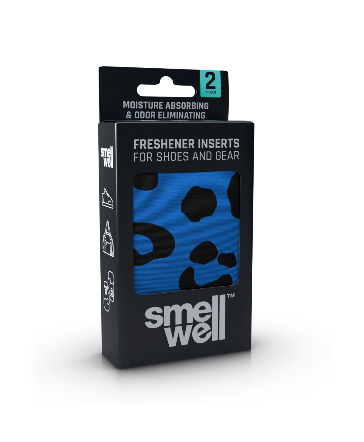 A package of SmellWell Active - Leopard Blue from an angle